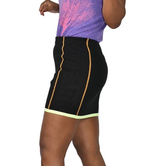 Adidas Ivy Park Knit Skirt Black Mini Logo Bodycon Neon Trefoil Drip 2.2 Small - Picture 11 of 16